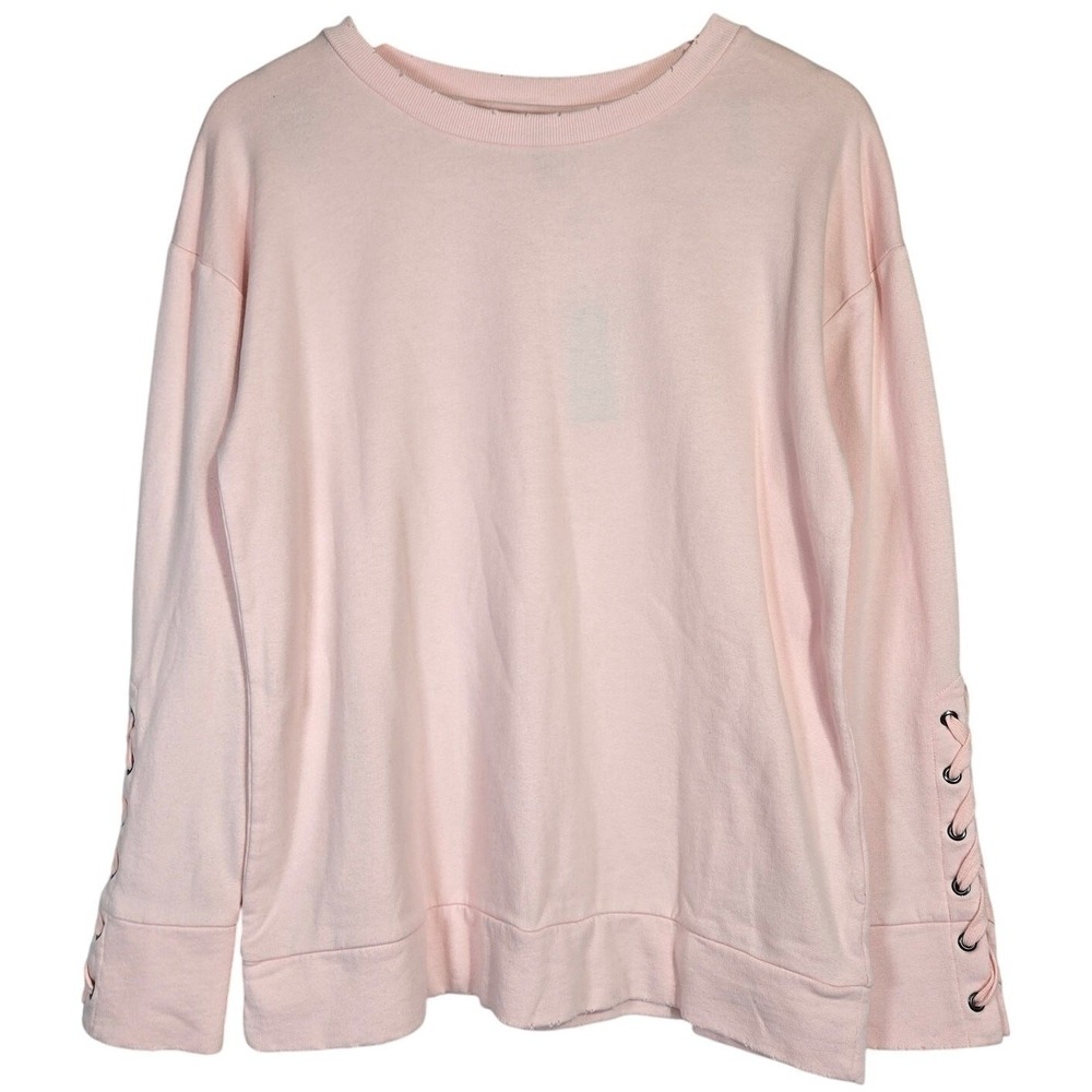 JOES Collection Womens‎ Pink Lace Up Sleeve Crew Neck Sweatshirt Size S